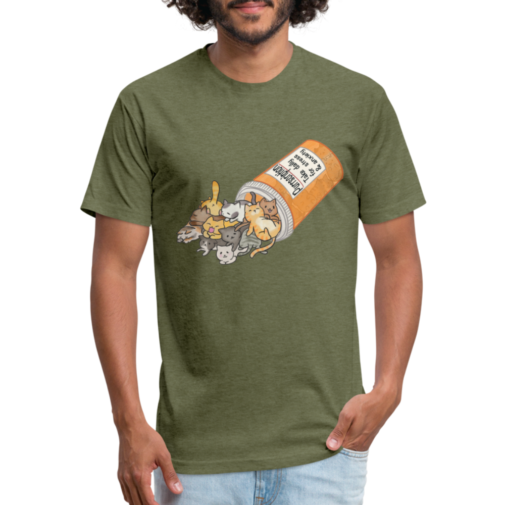 Purrscription Fitted Cotton/Poly T-Shirt - heather military green
