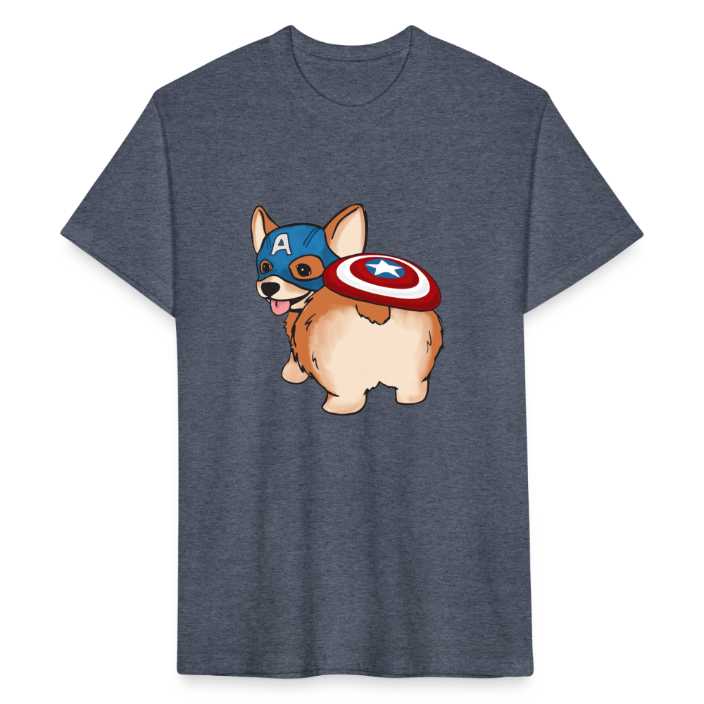 Captain Corgi Fitted Cotton/Poly T-Shirt - heather navy