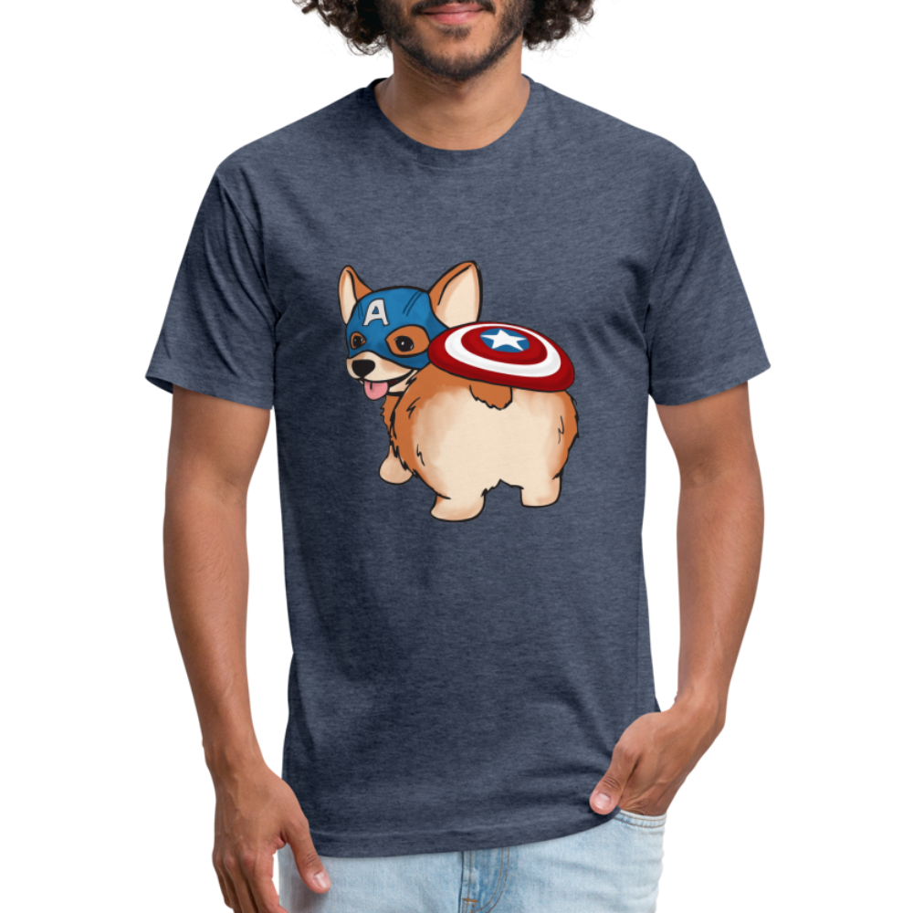Captain Corgi Fitted Cotton/Poly T-Shirt - heather navy