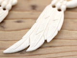Carved Bone Earrings - Feathers