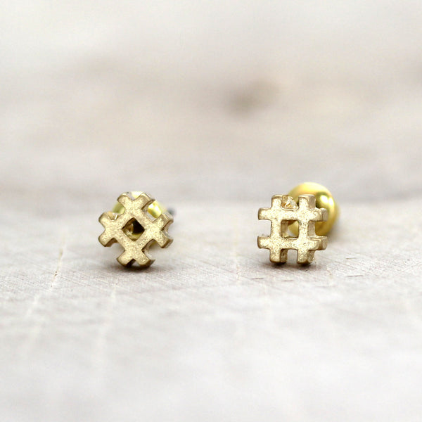 Hashtag Brass Earrings