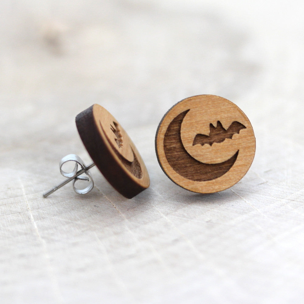 Wooden Spooky Night Earrings