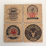 Game of Thrones Inspired Pub Style Cork Coaster Set of 4