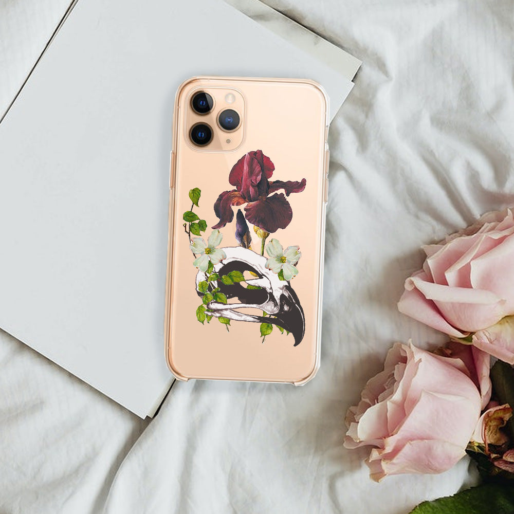 gothic skull and flowers iphone case