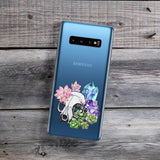 cat skull with succulents and crystals samsung phone case
