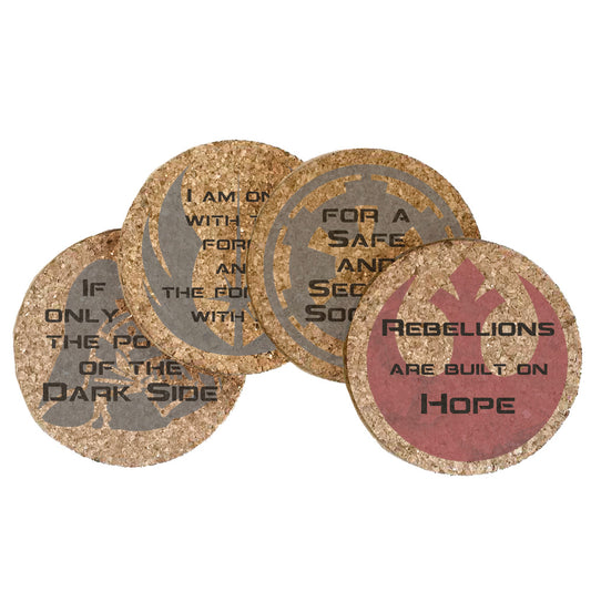 Galactic Drama Quotes Cork Coaster Set of 4