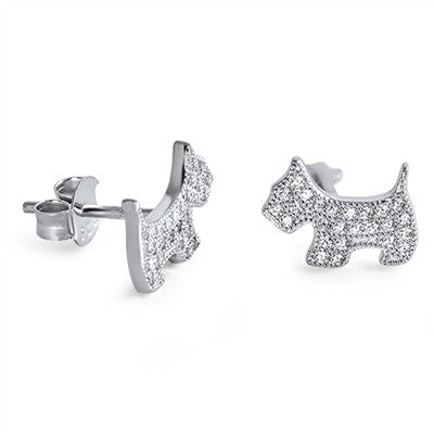 Sterling Silver Scottie Dog Earrings