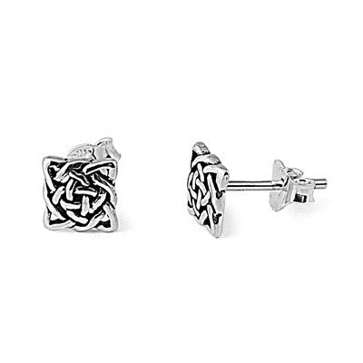 Silver Celtic Square Knot Stud Earrings