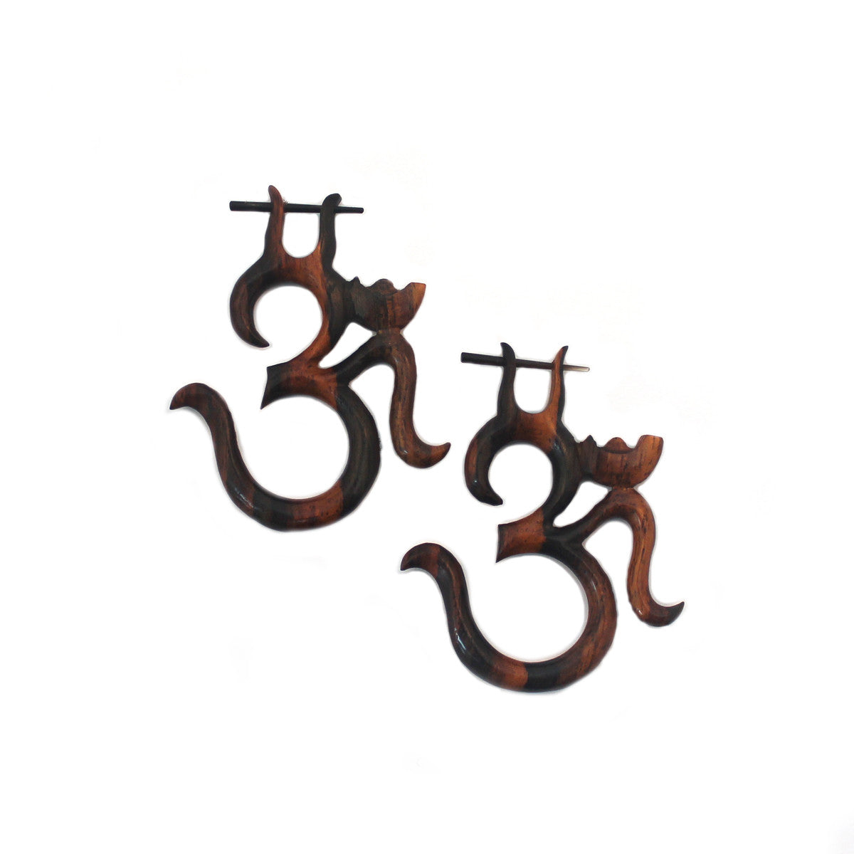 Carved Wood Earrings - Ohm Stirrups