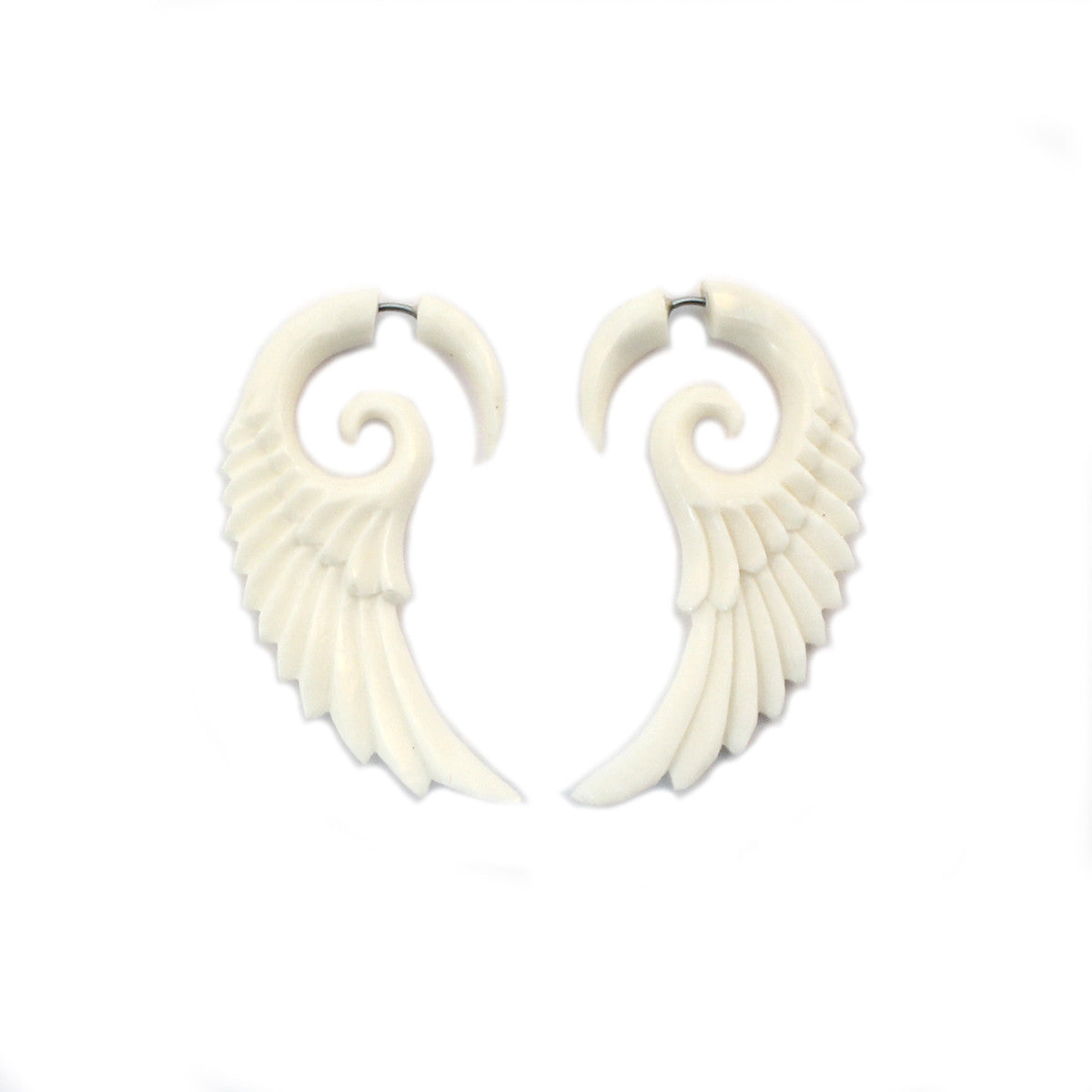 Carved Bone Earrings - Wings