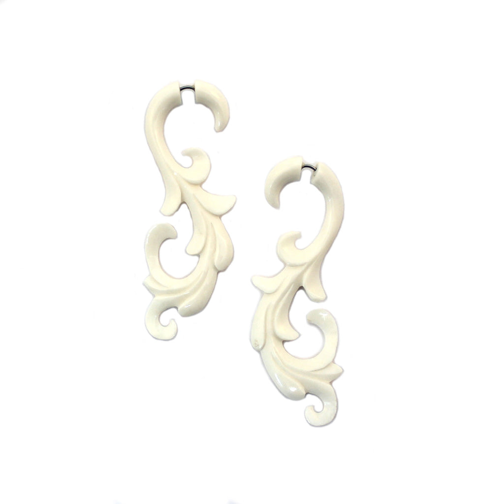 Carved Bone Earrings - Floral