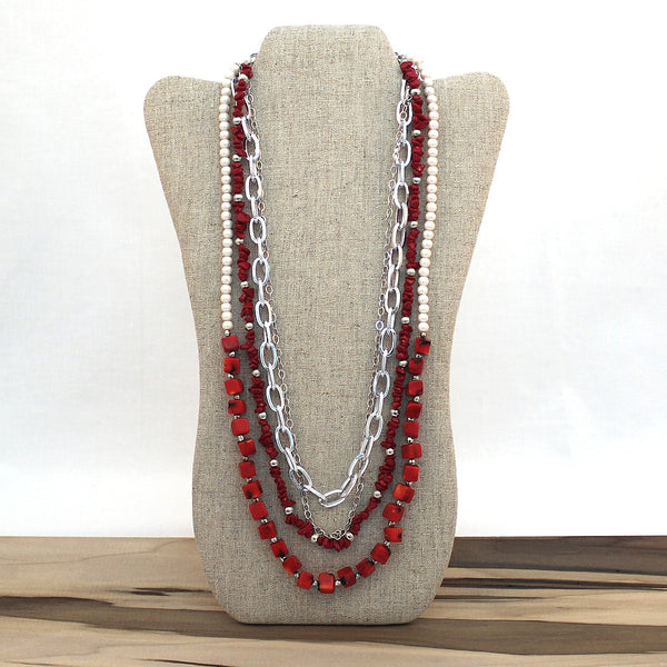Layered necklace - Coral