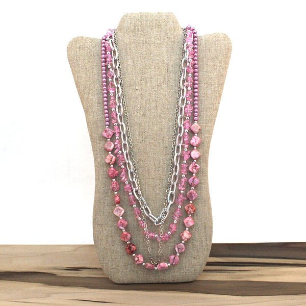 Layered necklace - Pink