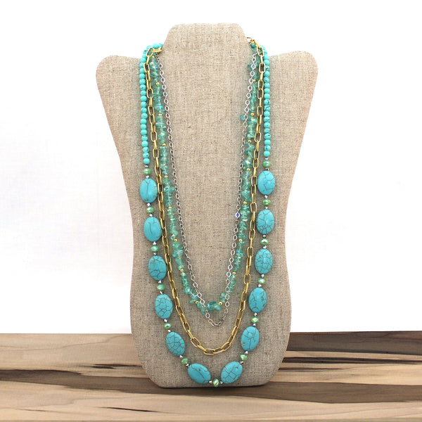 Layered necklace - Aqua