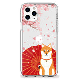 Shiba Inu with Cherry Blossoms iPhone Case