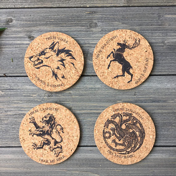 Game of Thrones House Sigils Cork Coaster Set of 4