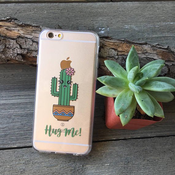 cute cactus hug me phone case