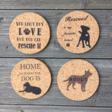 Dog Adoption Cork Coaster Set of 4