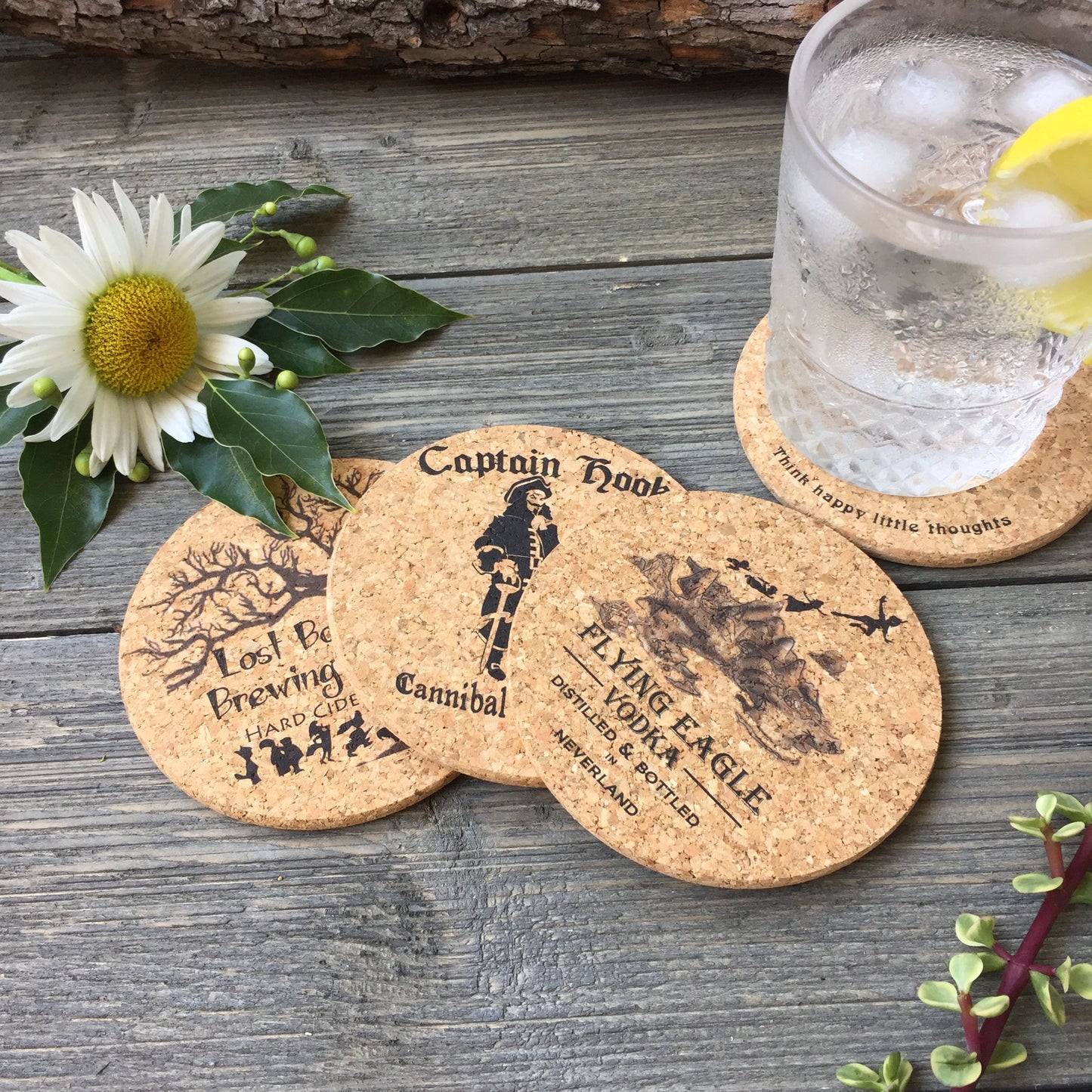 Peter Pan Brewery Themed Cork Coaster Set of 4