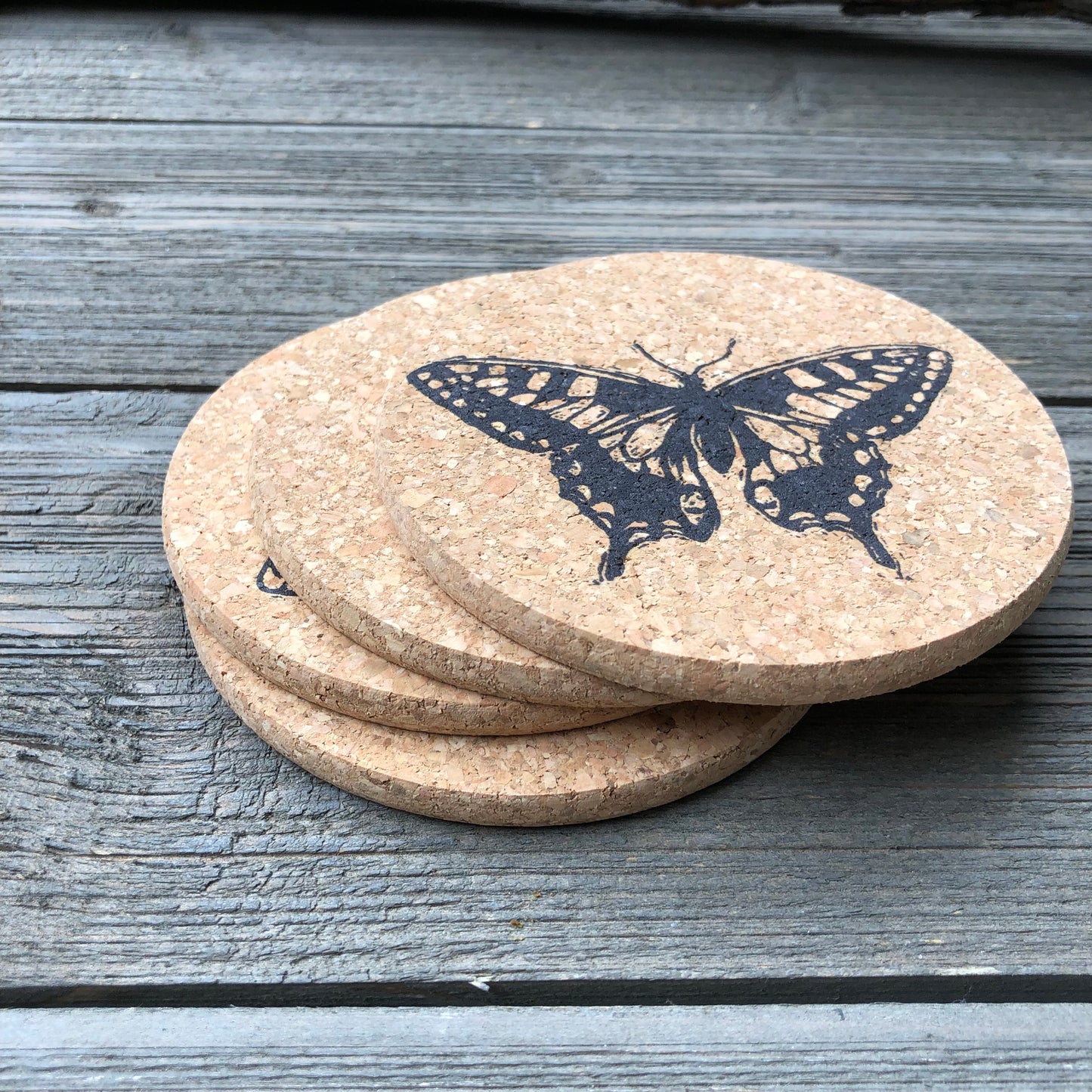 Insect Linocuts Cork Coaster Set of 4