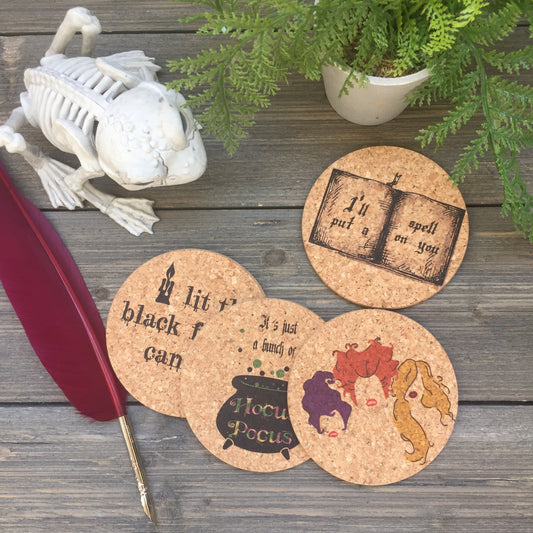 Witchcraft Themed Cork Coaster Set of 4