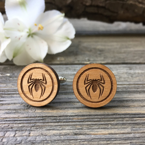 Spider Wooden Cufflinks