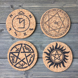 Supernatural Protection Symbols Cork Coaster Set of 4