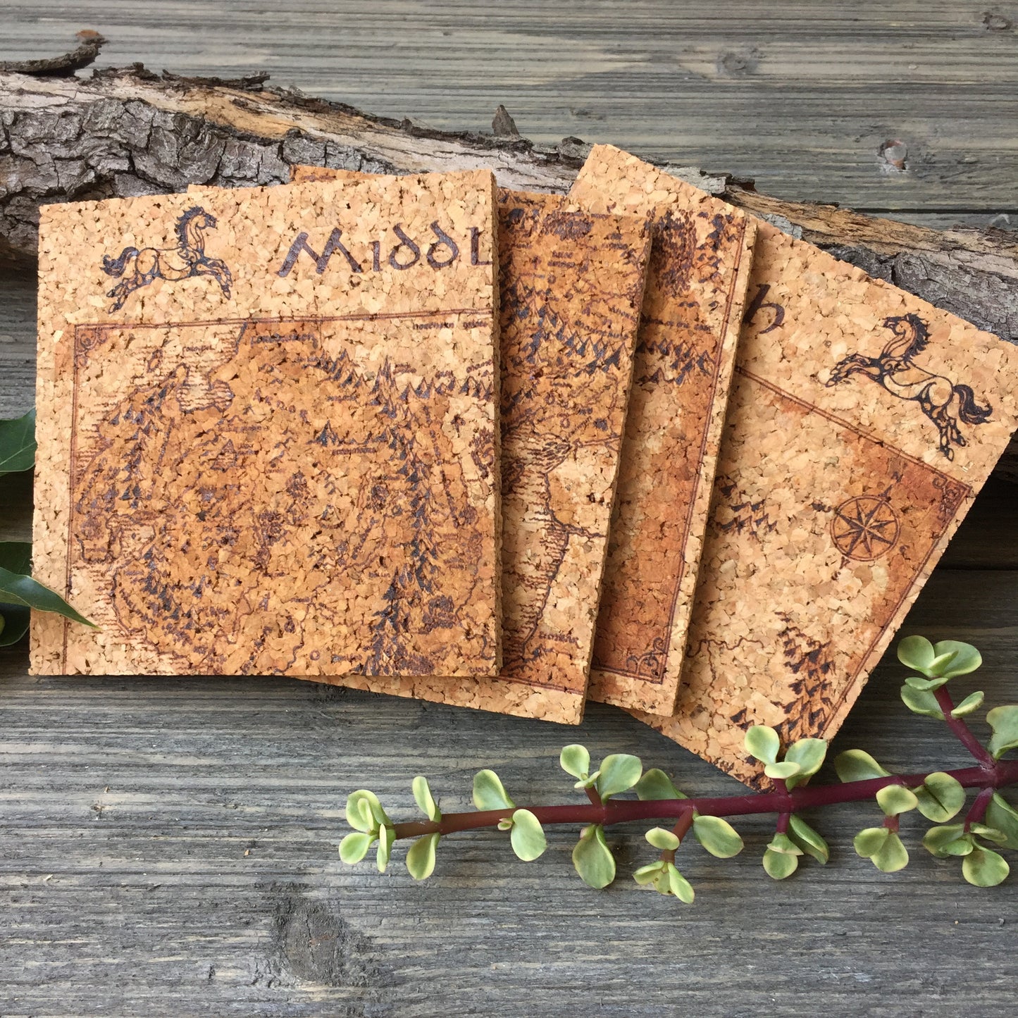 Map of Middle Earth Cork Coaster Set of 4