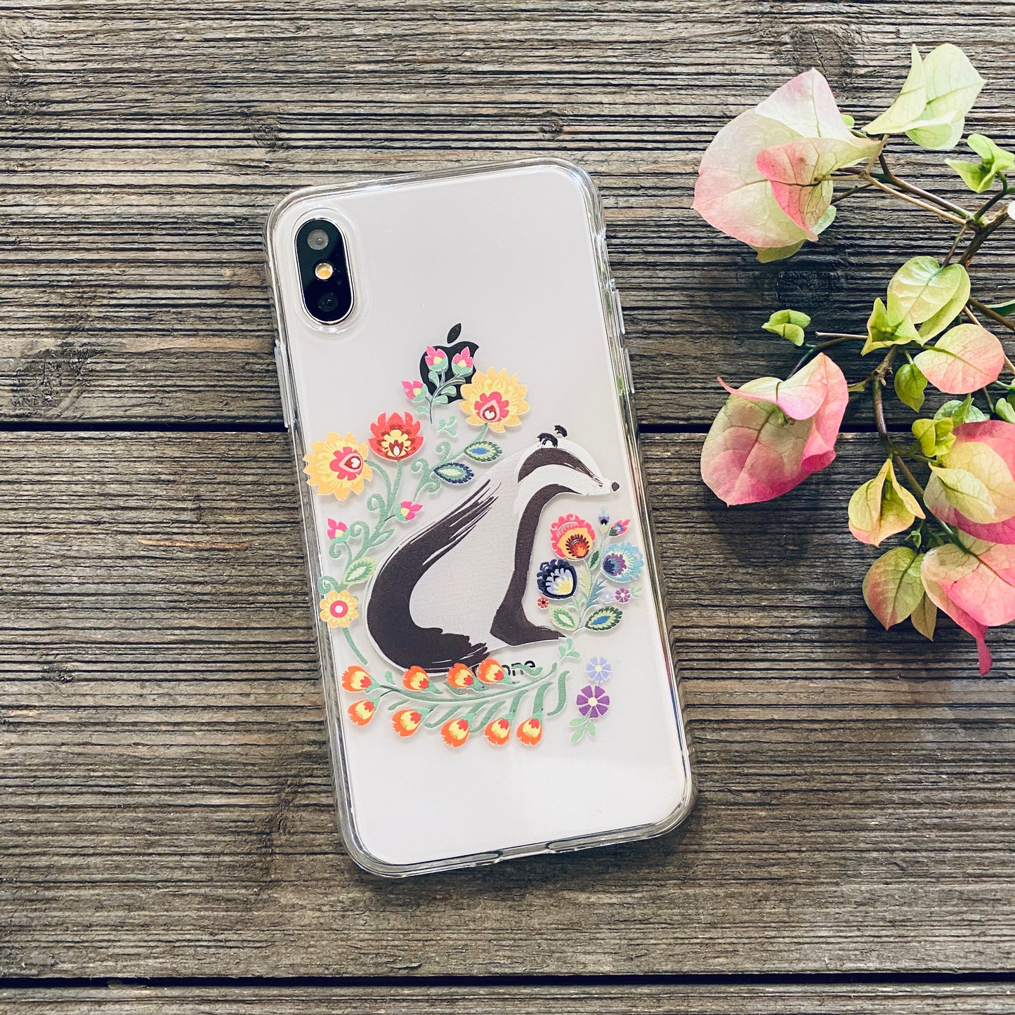 badger and flowers phone case