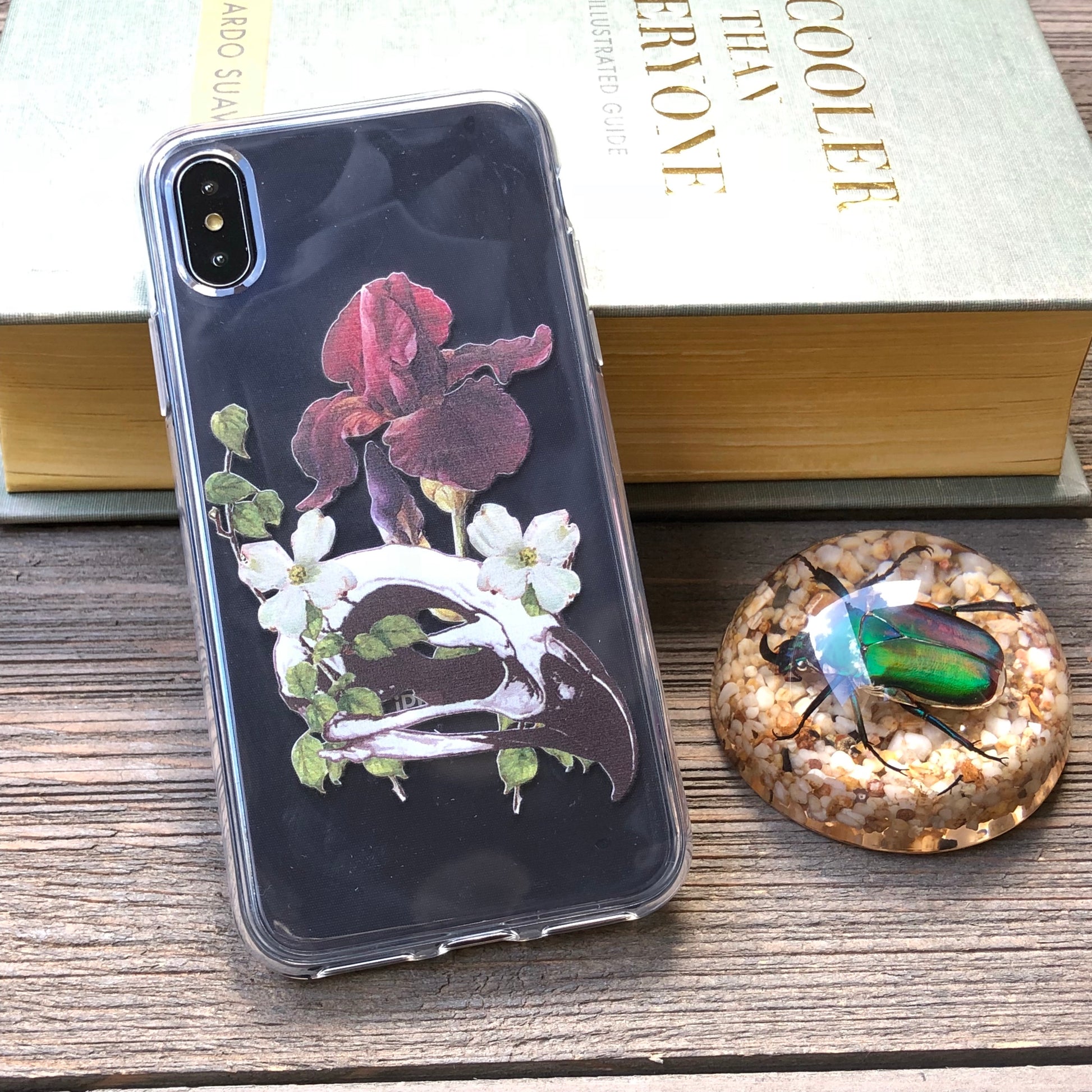 skull and floral phone case