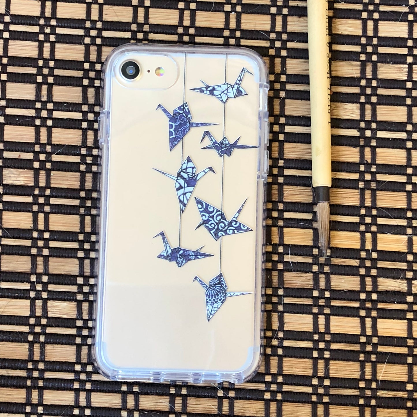 Origami Cranes Blue Wagara iPhone Case