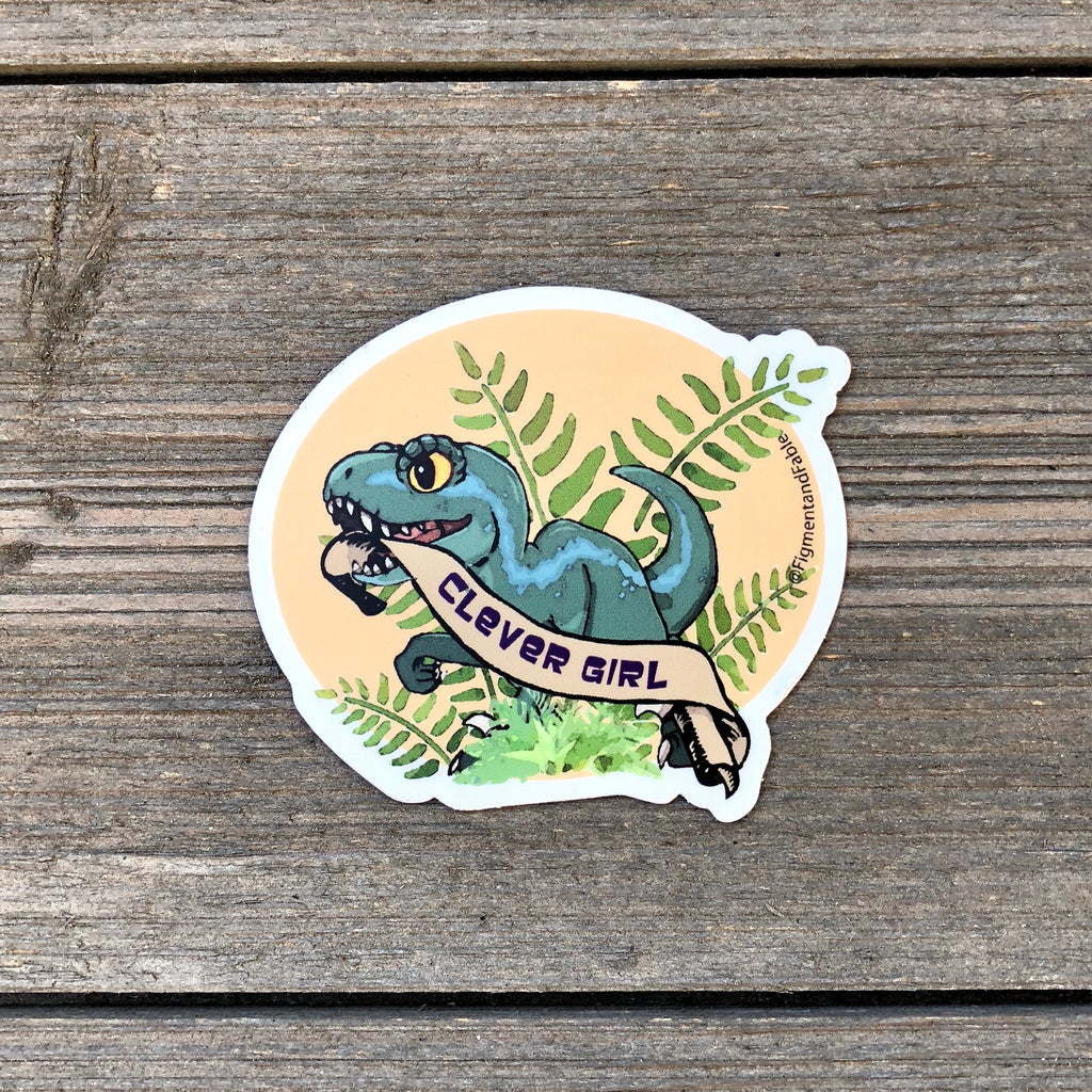 Clever Girl Dinosaur Vinyl Sticker