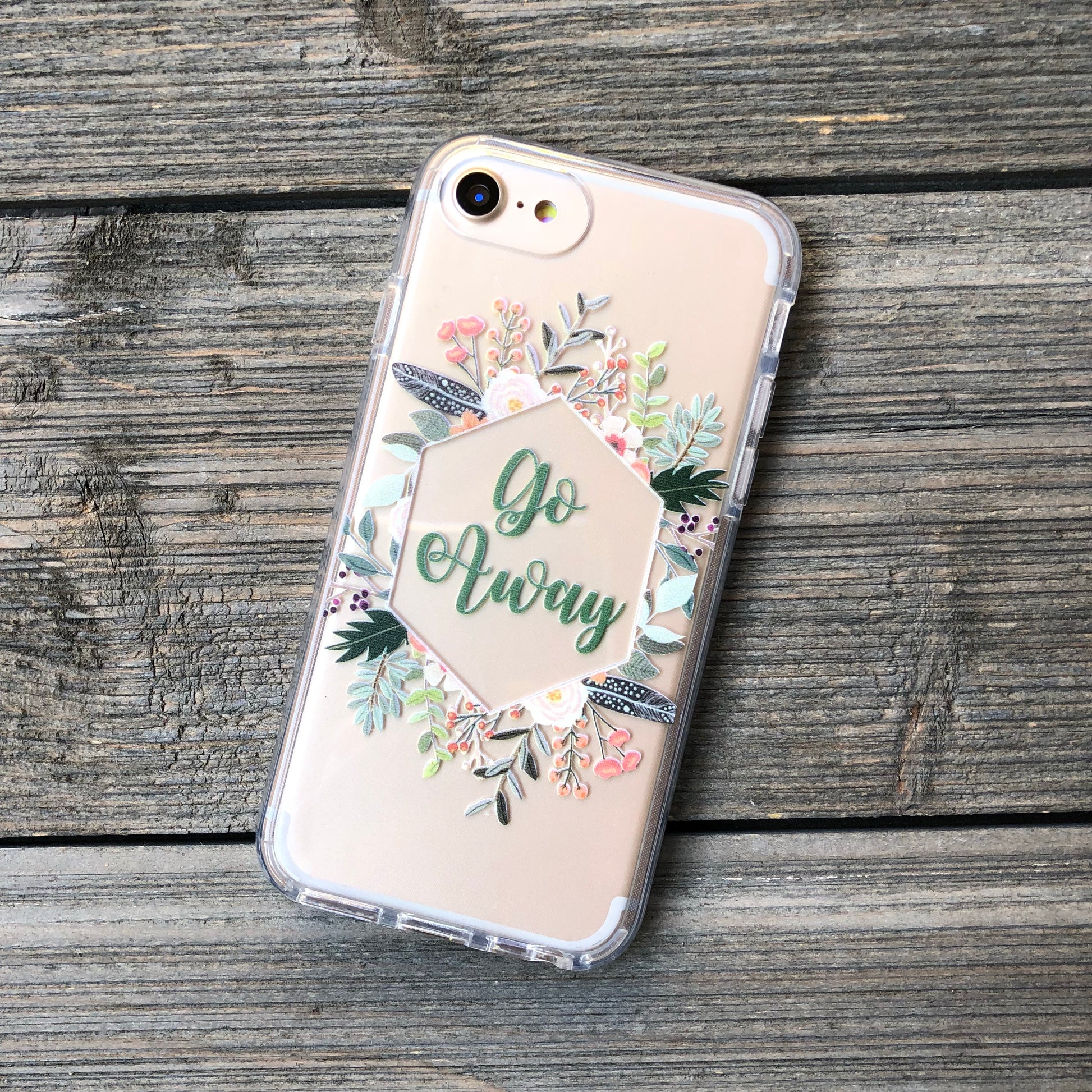 go away floral design phone case