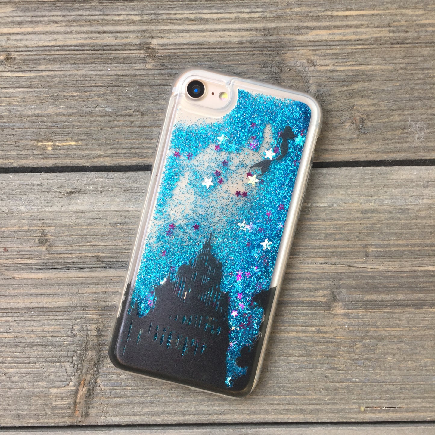 Mermaid on Blue Glitter iPhone Case