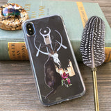 black cat with candles and wiccan symbol phone case