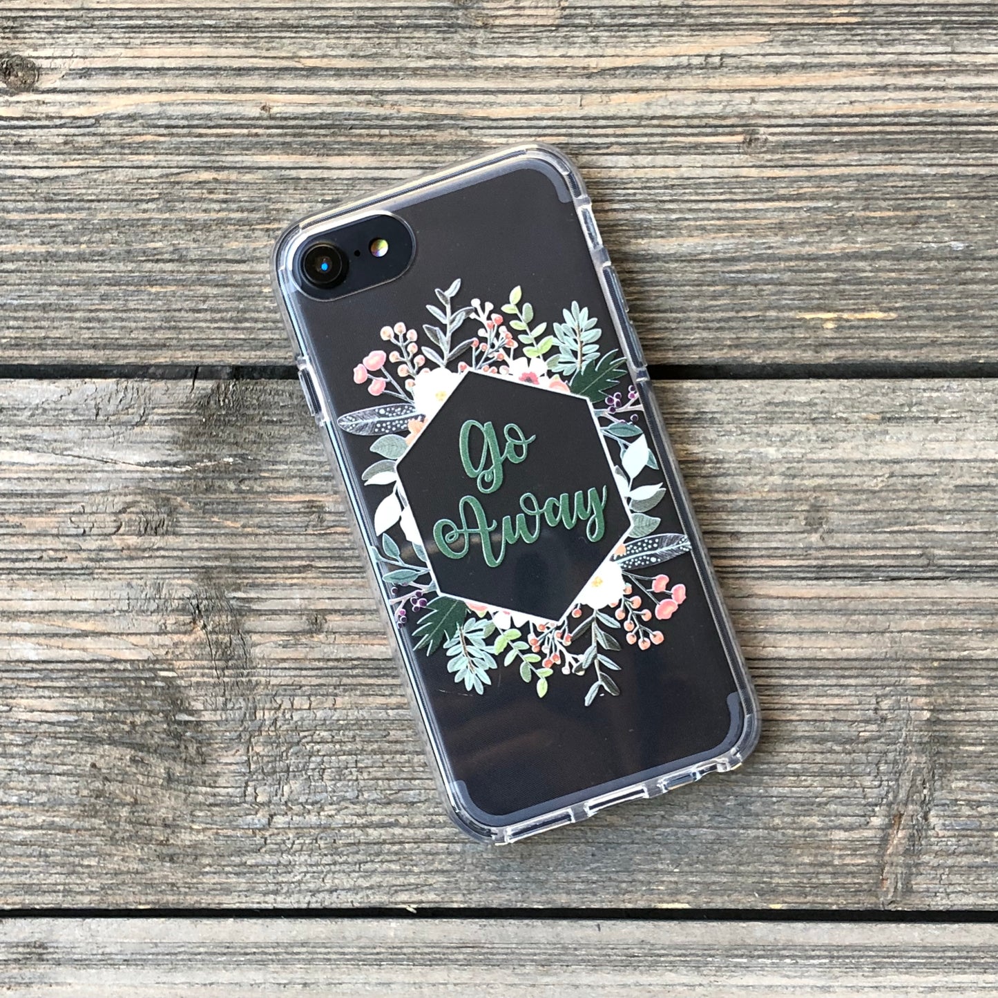 go away floral iphone clear case