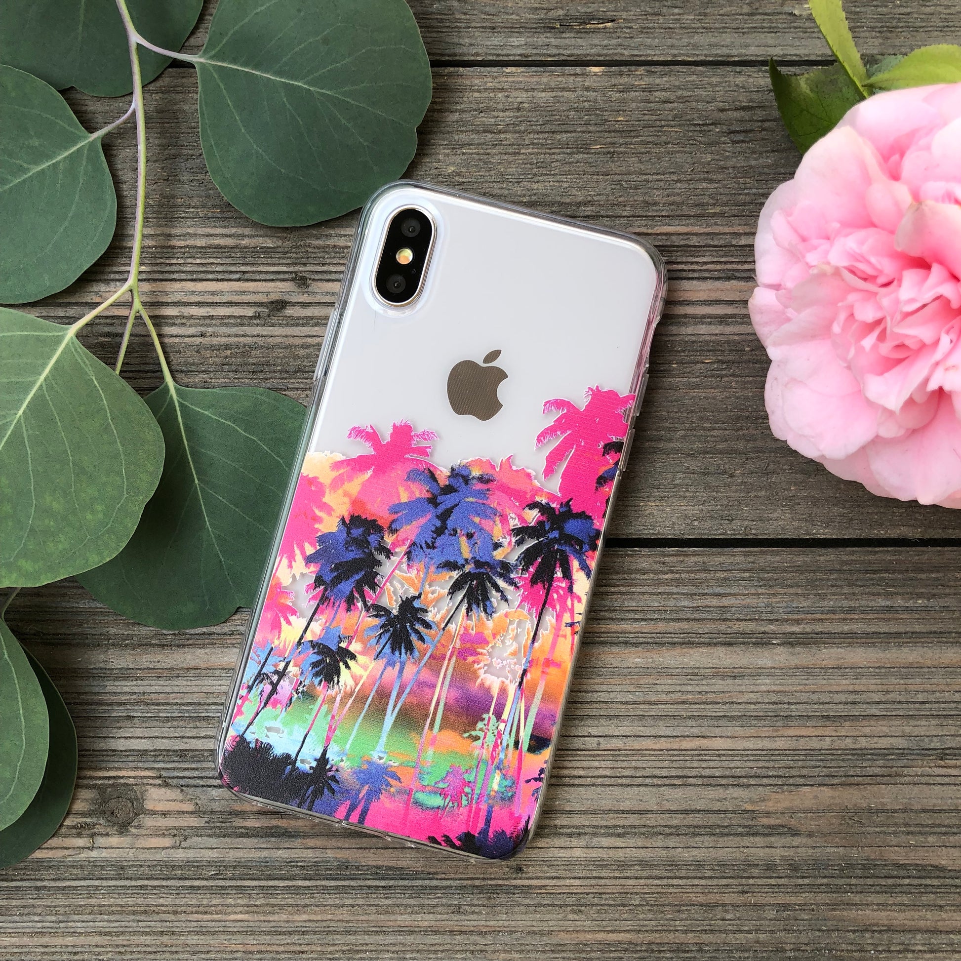 palm trees graphic phone case
