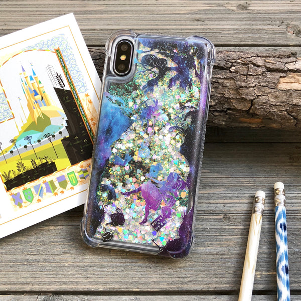 alice in wonderland glitter phone case