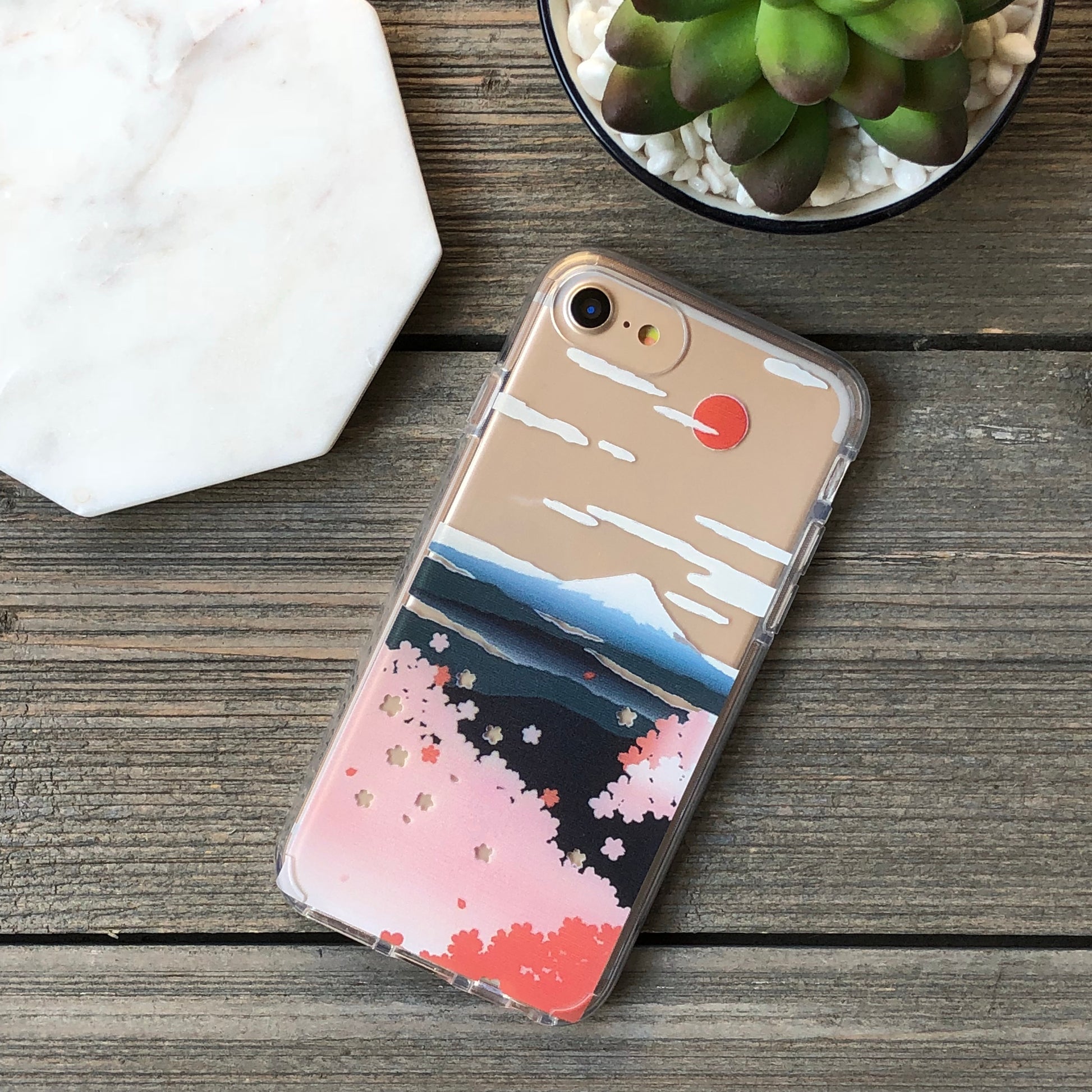 mount fuji and cherry blossoms phone case
