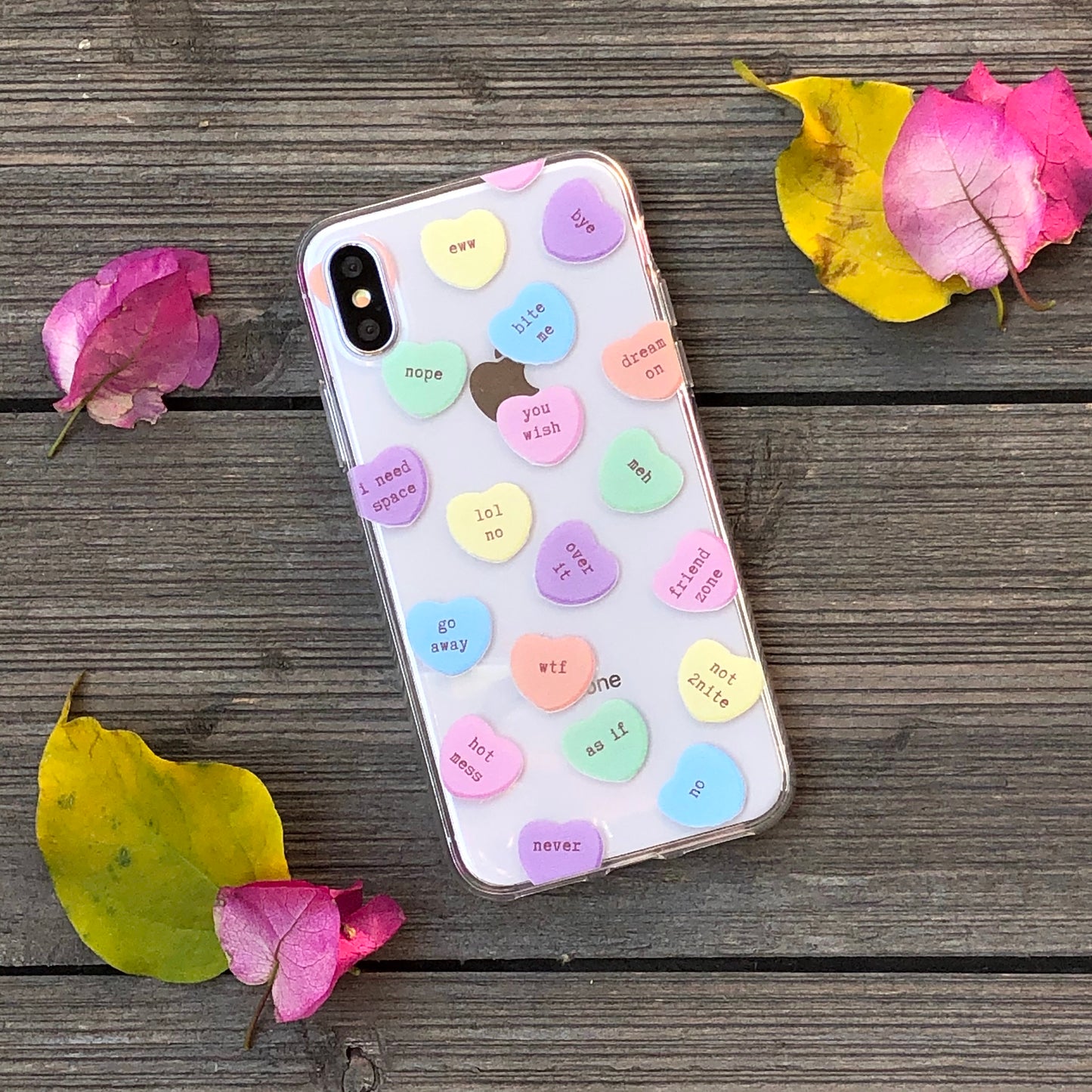 salty candy hearts pattern phone case