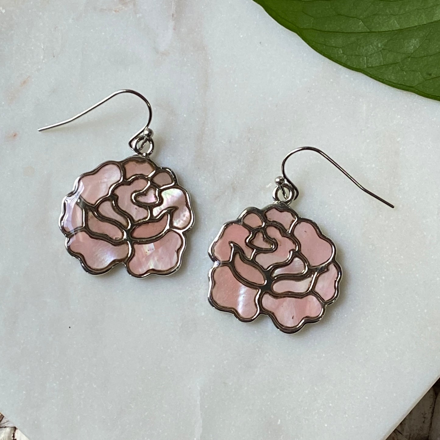 Mother of Pearl Peony Earrings