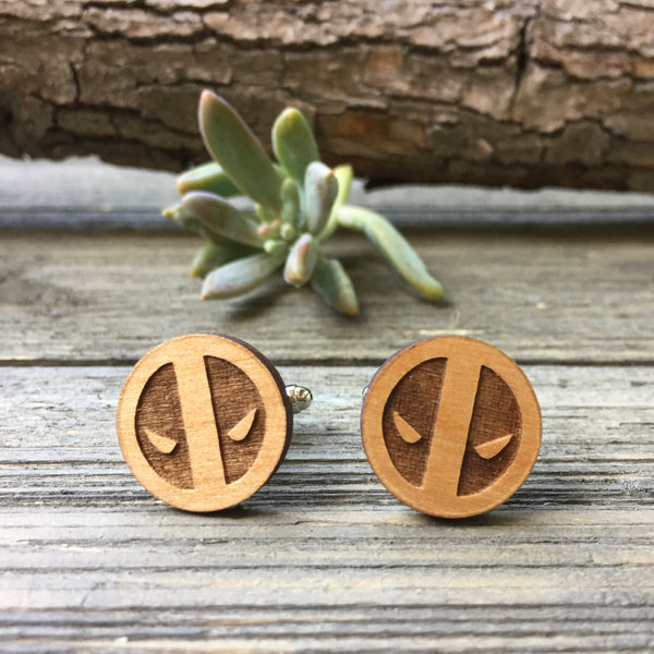 Deadpool Wooden Cufflinks
