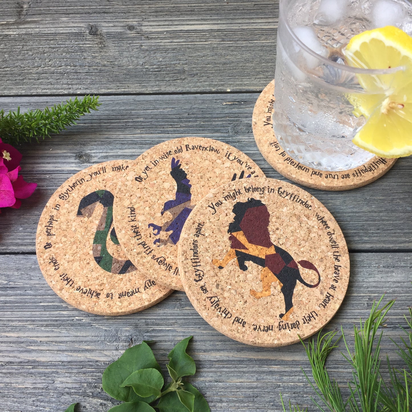 Wizarding Houses Themed Cork Coaster Set of 4