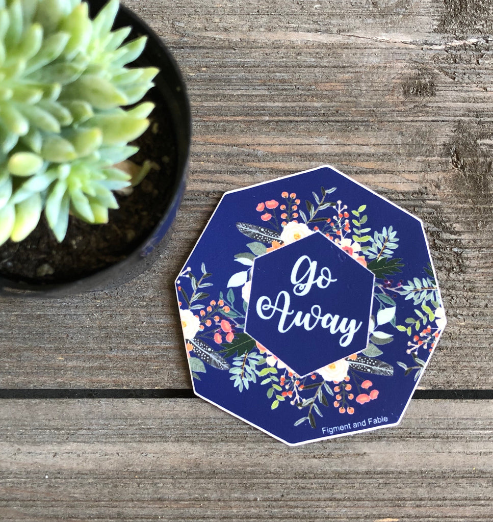 go away floral vinyl sticker