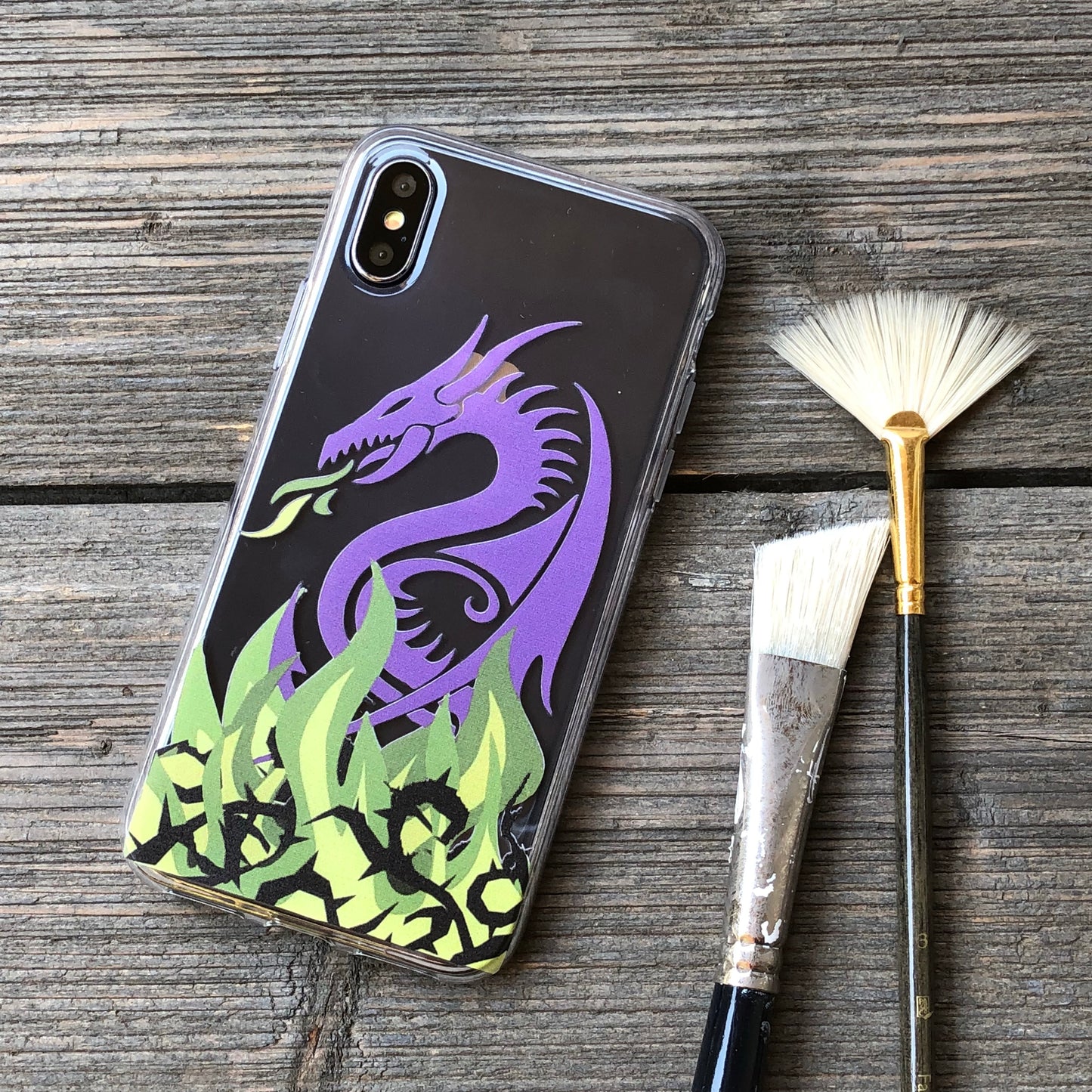 dragon in green flames phone case