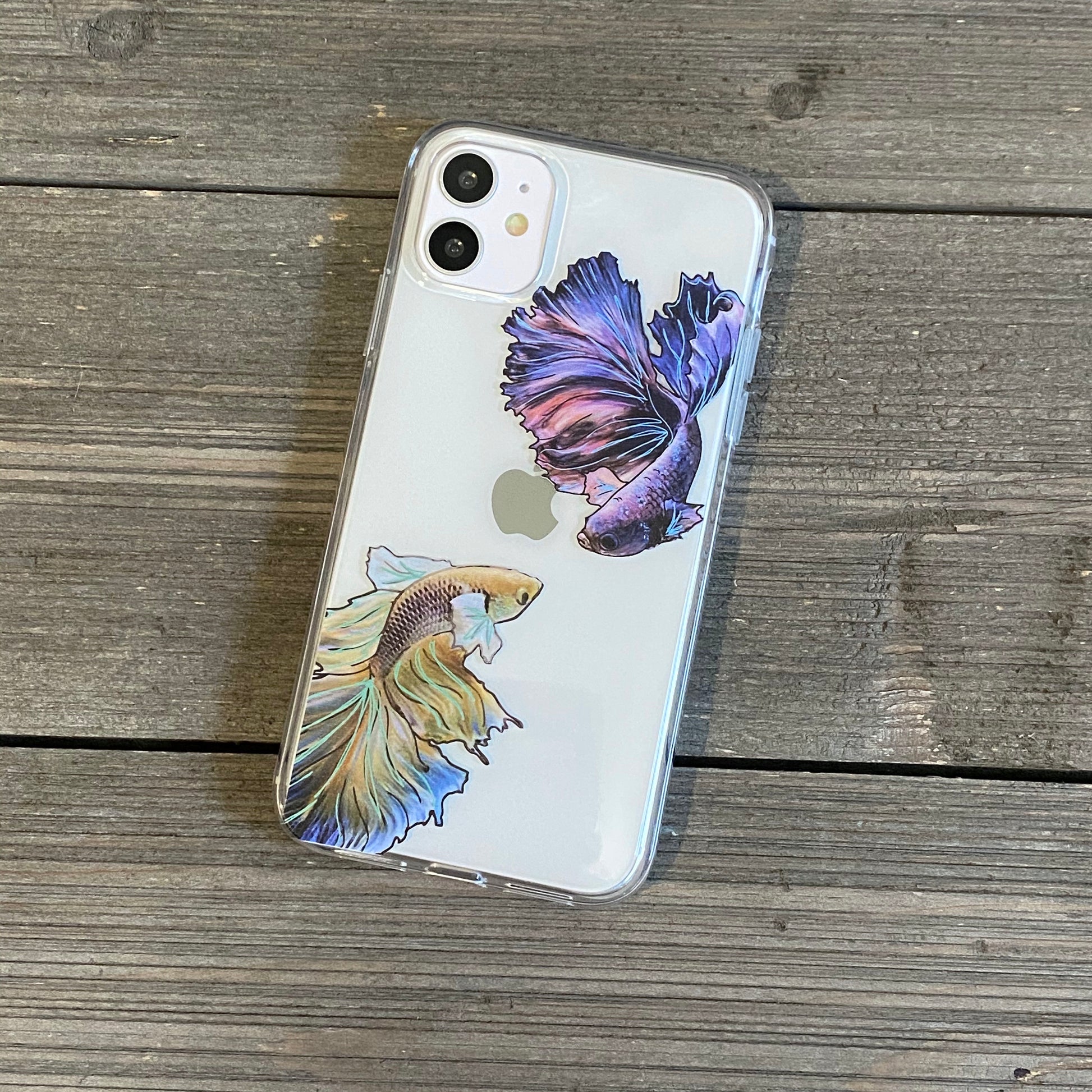 two betta fighting fish facing off iphone phone case