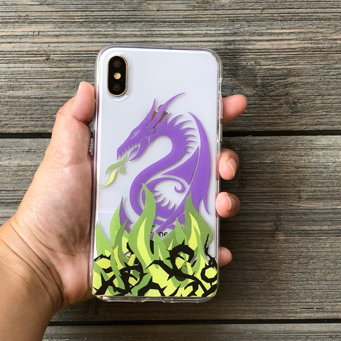 Dragon and Green Flames iPhone Case