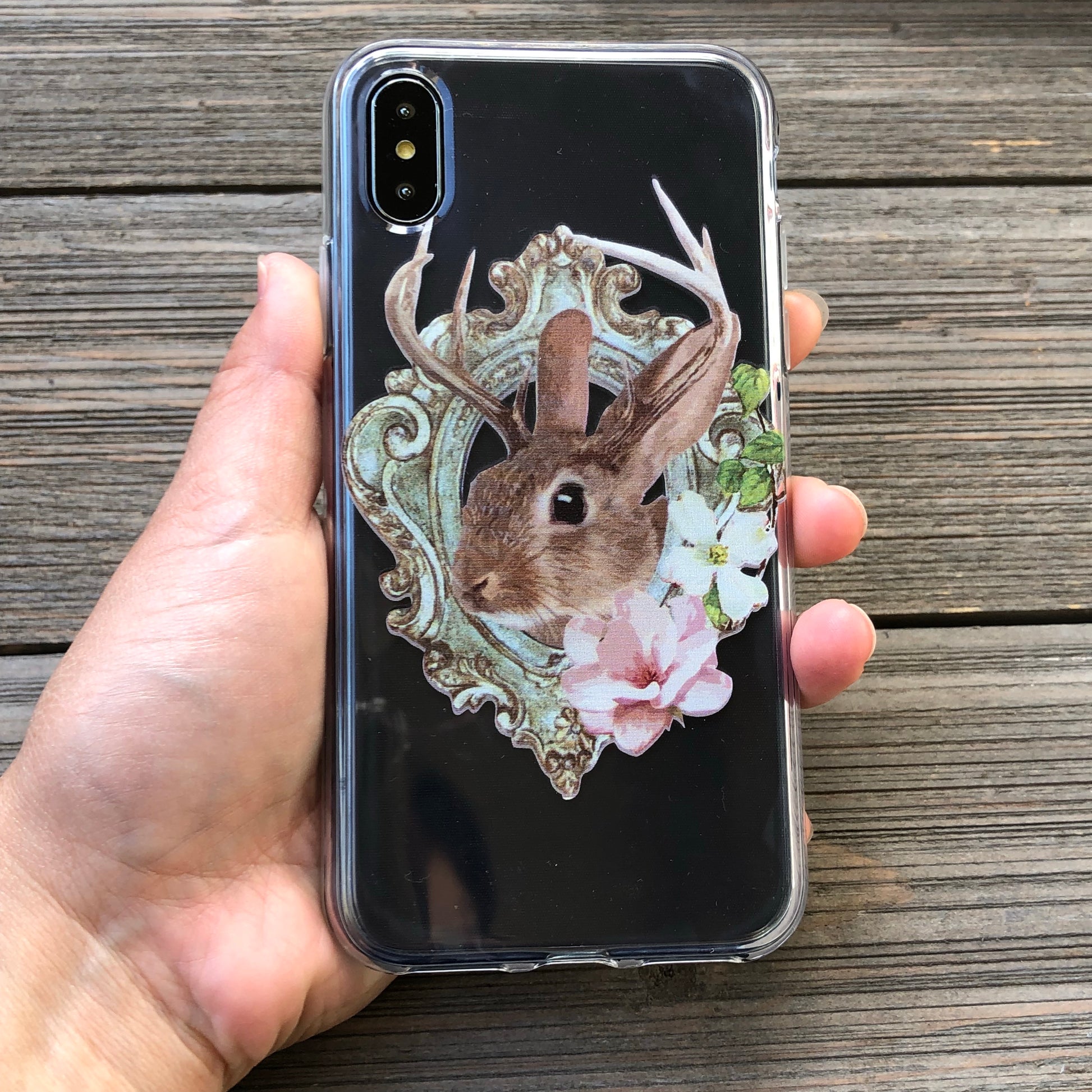 bunny with antlers iphone case