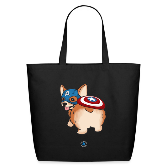 Captain Corgi Eco-Friendly Cotton Tote - black