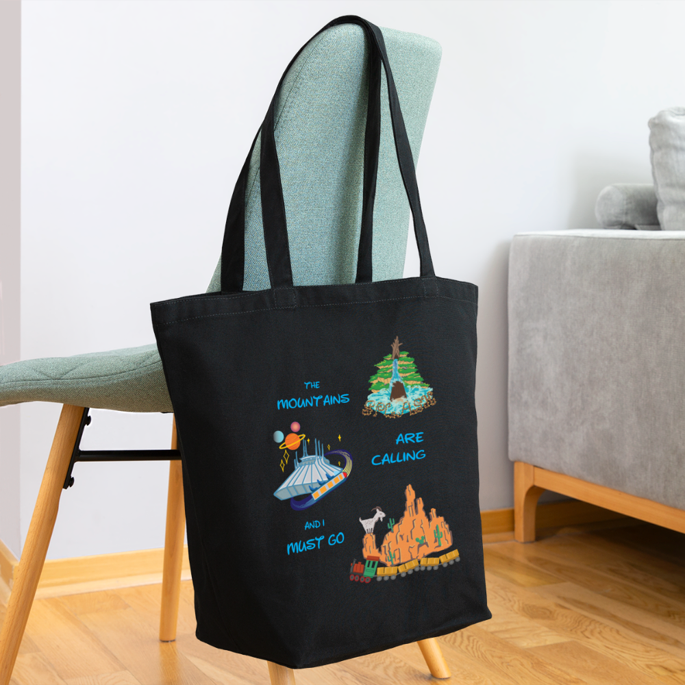 The Mountains are Calling Eco-Friendly Cotton Tote - black